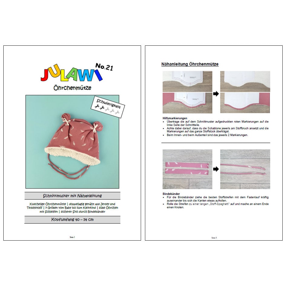 Schnittmuster Baby Mütze - 7 Größen 33-46cm Für Frühchen & Babys