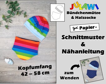 Paper Pattern Set Cuff Cap + Neck Sock KU42-58 cm