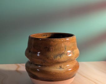 Wavy Stoneware Tumbler Cup – Hand-Thrown Ceramic Coffee Tumbler – Sculptural Studio Pottery – Artisan Handleless Mug