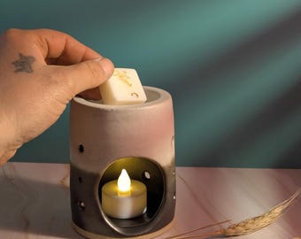 Handgemachter Steingut Wachsbrenner - Rustikaler Wachsbrenner - Handgetöpferter Ölbrenner