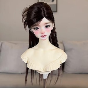 1/3 1/4 1/6 förbeställning rysk mohair lång peruk svart hår BJD msd sd16 yosd