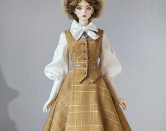 1/3 custom vest+ shirt+ skirt+ bustle retro dress set preorder iplehouse SD16 eid BJD