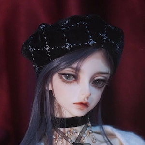 1/4 1/3 ID75 beret hat shiny black/ white ID72 BJD accessories 75cm mdd dd smart doll