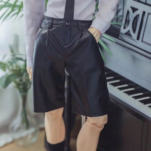 ID75 preorder cropped pants shorts PU leather/ fabric khaki white grey BJD