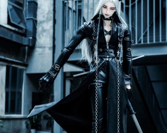 BJD HID ID75 preorder faux leather jacket PU slim pants clothes set cyberpunk 73cm Loongsoul