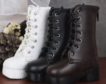 1/4 1/3 in stock thick sole boots calf high dark brown black white punk bjd