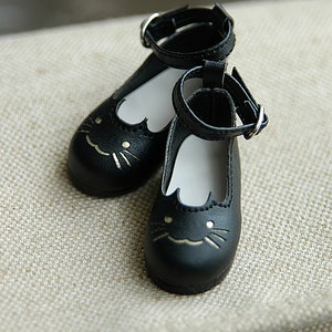 BJD 1/4 1/6 shoes in stock cat design black/ white  doll shoes