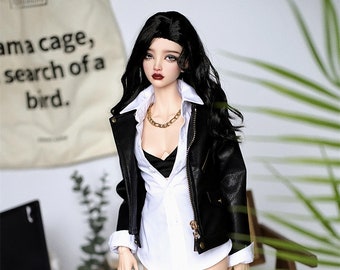 BJD 1/3 in stock biker jacket faux leather SD13 60cm girls