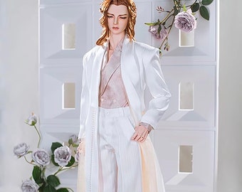 BJD ID75 preorder suits set silky design blazer+ transparent coat+ trousers  white version