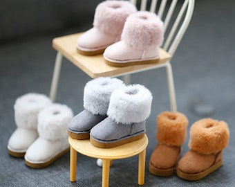 BJD 1/6 boots in stock fluffy snow boots for winter brown/ grey/ white