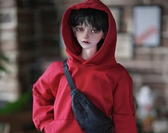 BJD in stock SD17-73cm hoodie red/ pink/ ginger street style