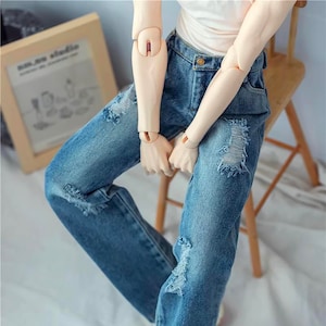 BJD SD17 ID72 ID75 in stock ripped jeans blue/black washed loose pants 75cm/72cm