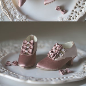 BJD 1/3 1/4 in stock Rococo bowknot retro style SD10/SD13 1/4 MSD silk high heel shoes