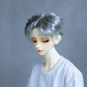 bjd 1/3 1/4 wigs preorder hand crafted silver short black hair