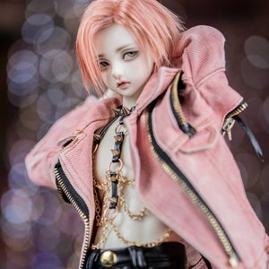 BJD customize denim jacket/leather shorts/restrict belt MSD SD10 SD13 SD17 65cm mfd 70cm