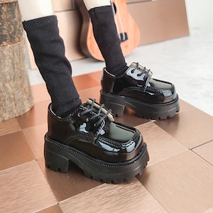 Zapatos de vestir cuadrados de suela gruesa, en stock, de charol negro mate y blanco, BJD, 1/4, 1/6 y 1/5