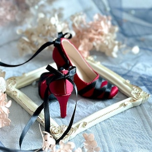 1/3 in stock silky square toe roman ribbon high heel shoes ballerino ballet shoes BJD SD16