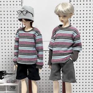 1/3 1/4 75cm in stock striped double-tee top+ shorts T shirt pull over BJD msd outfit 68cm fid special 1/4