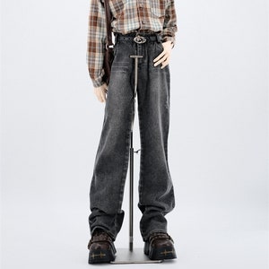 BJD 1/4 SD17 ID75 in stock washed blue/black Ripped straight jeans