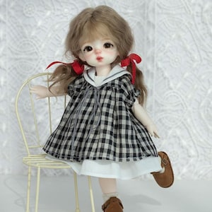 1/6 preorder sailor collar checked dress/ floral 27cm BJD yosd clothes set