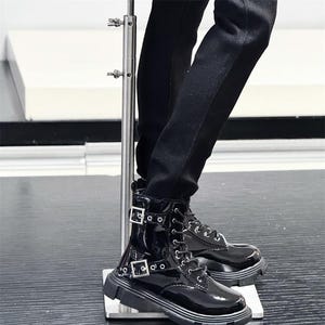 75cm in stock boots patent black/ brown buckle punk BJD ID75