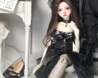 1/4 1/3 preorder PU patent leather short dress devil design halloween BJD outfit set