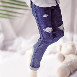 1/4 1/6 in stock jeans denim pants trousers distress hole design BJD
