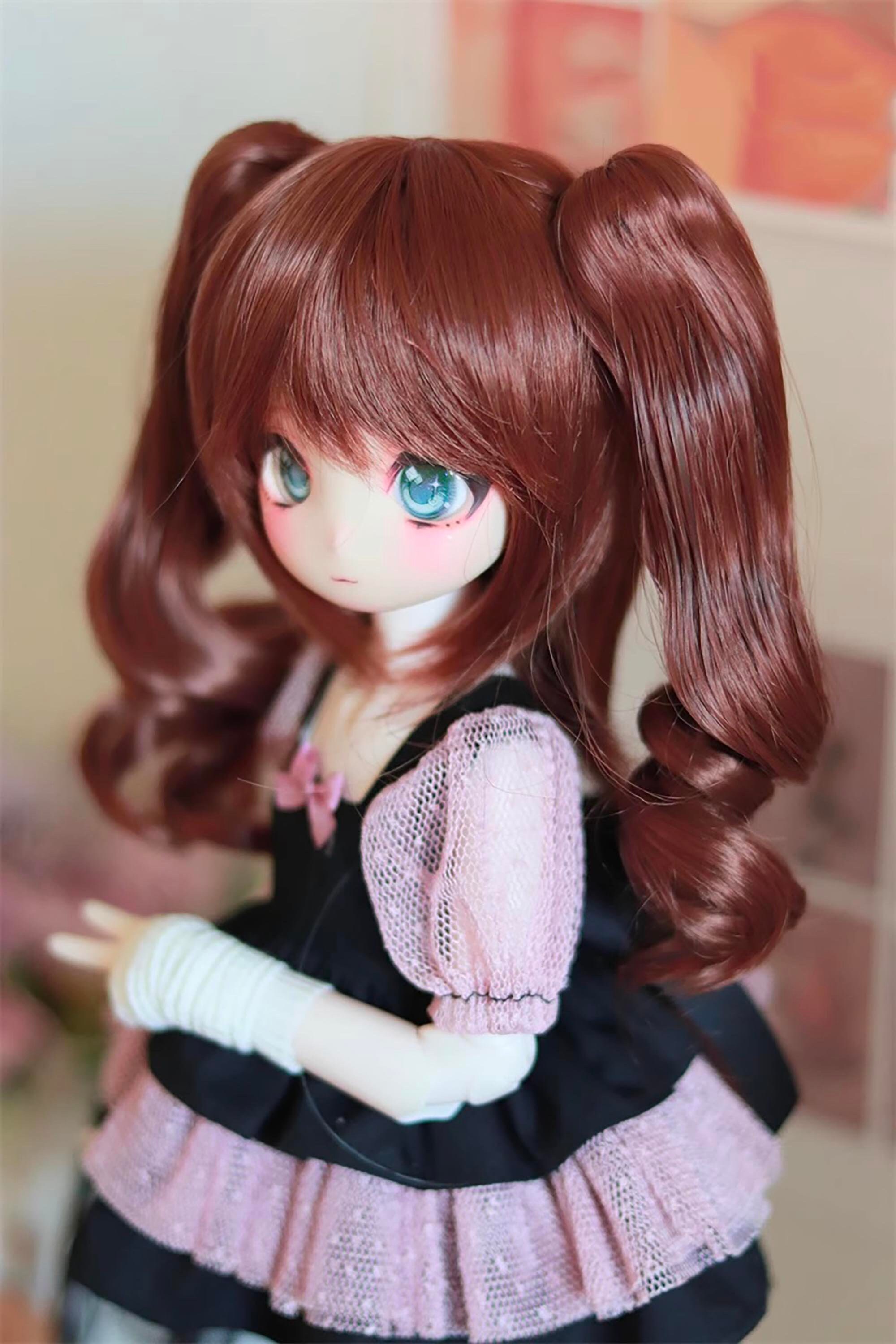 Parrucca BJD Jusuns Due Pony &ndash; Sintetica Mohair, Per Lati OB11 YOSD MSD SD, 11-16 Pollici