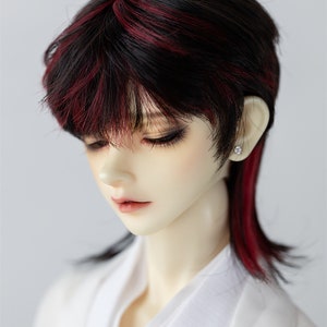 BJD 1/3 1/4 1/6 wigs highlights short hair 23-24cm black light green orange