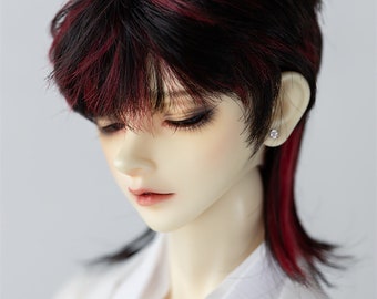 BJD 1/3 1/4 1/6 wigs highlights short hair 23-24cm black light green orange