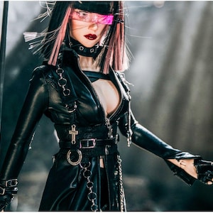 1/3 précommande veste en similicuir PU pantalon slim ensemble de vêtements cyberpunk 73 cm Loongsoul bjd sid