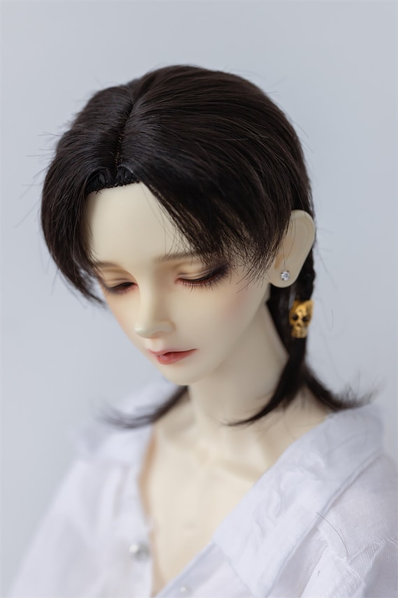 BJD 1/3 22-24cm wigs black carrot short hair glued