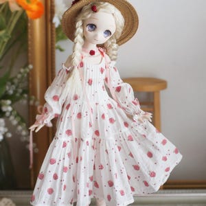 1/4 Vorbestellung rose Kleid Strohhut msd mdd puyoodoll BJD