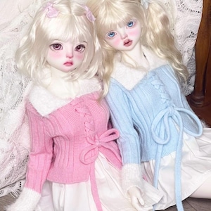1/4 auf Lager Strickpullover+ weißer Rock Oberteil 45 cm BJD mdd msd Kleiderset dfh puyoodoll