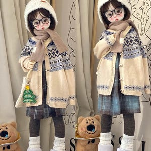 1/4 予約販売 カーディガン タートルネック シャツ チェックスカート カーゴパンツ BJD msd
