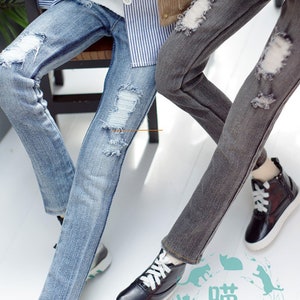 BJD washed blue/black Ripped slim jeans in stock 1/3 1/4 SD17