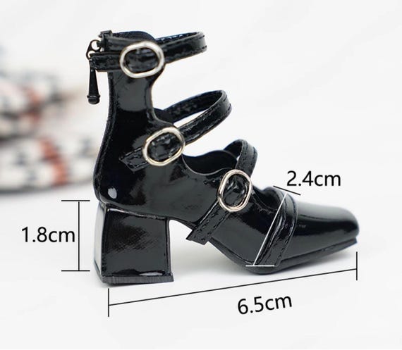 1/4 in Stock Square Heel High Heels Shoes Patent Black BJD Flat