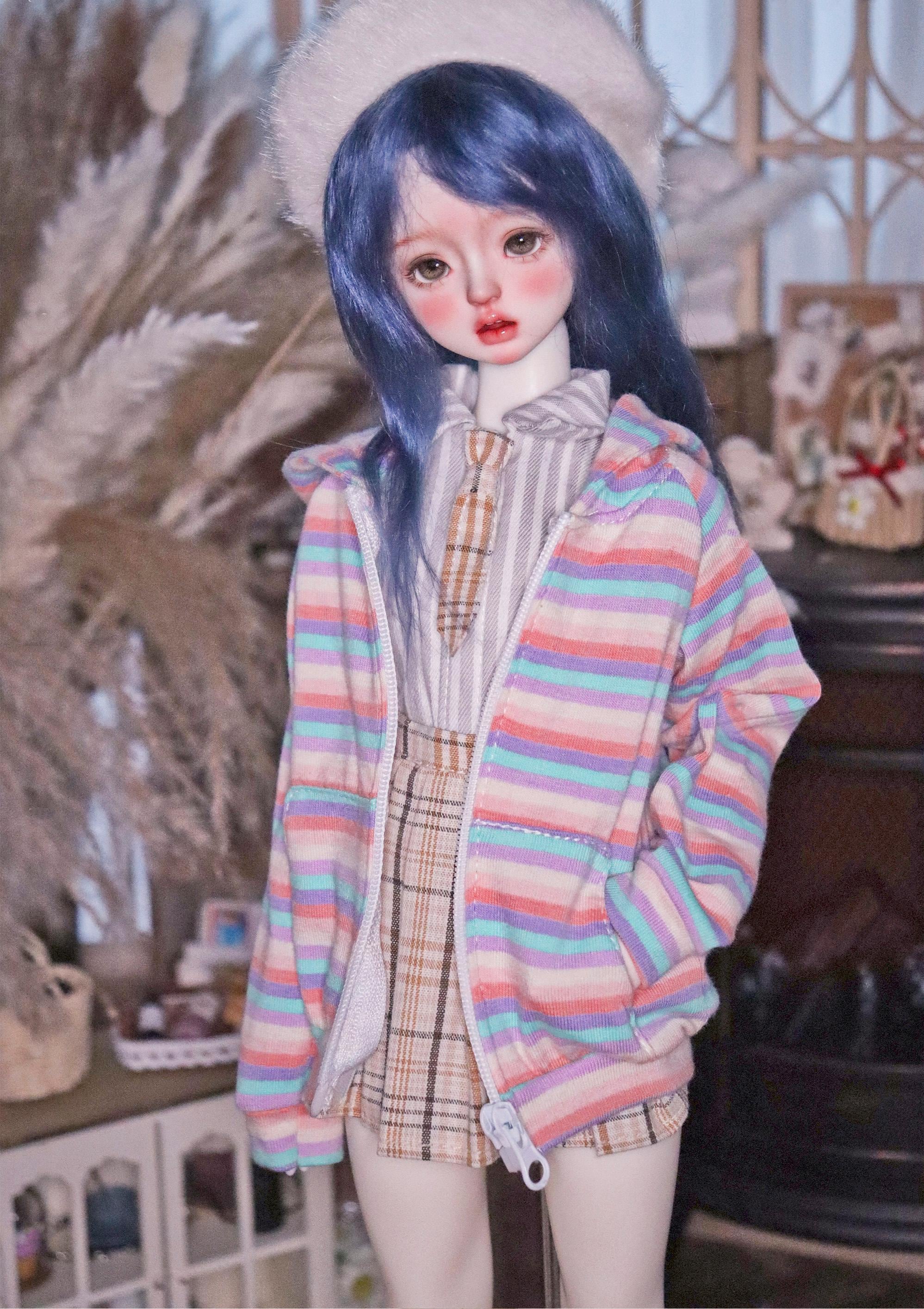 1/6 1/4 in stock checked skirt short sleeve shirt rainbow jacket hoodie 26cm 44cm BJD