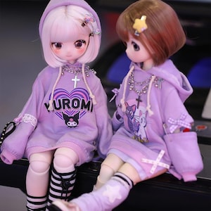 1/4 1/6 1/5 w magazynie długi kaptur z nadrukiem kota zestaw ubrań BJD MSD MDD 44 cm 27 cm yosd