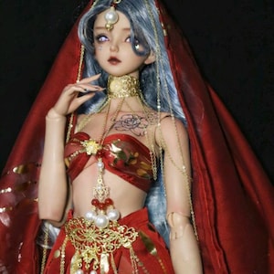 1/4 1/3 ID75 customise dancer translucent golden dress with accessories clothes set girls boys outfit SID BJD
