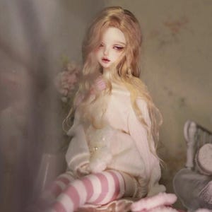 1/4 auf Lager Pullover + Augenmaske + Socken Schweinchen Outfit Set msd mdd Mädchen BJD