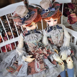 BJD 1/4 holiday&#39;s child clothes set retro 8 pieces set rosenlied