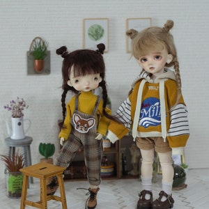 BJD OB11 1/8 1/6 1/4 wigs cute braided brown linen mohair