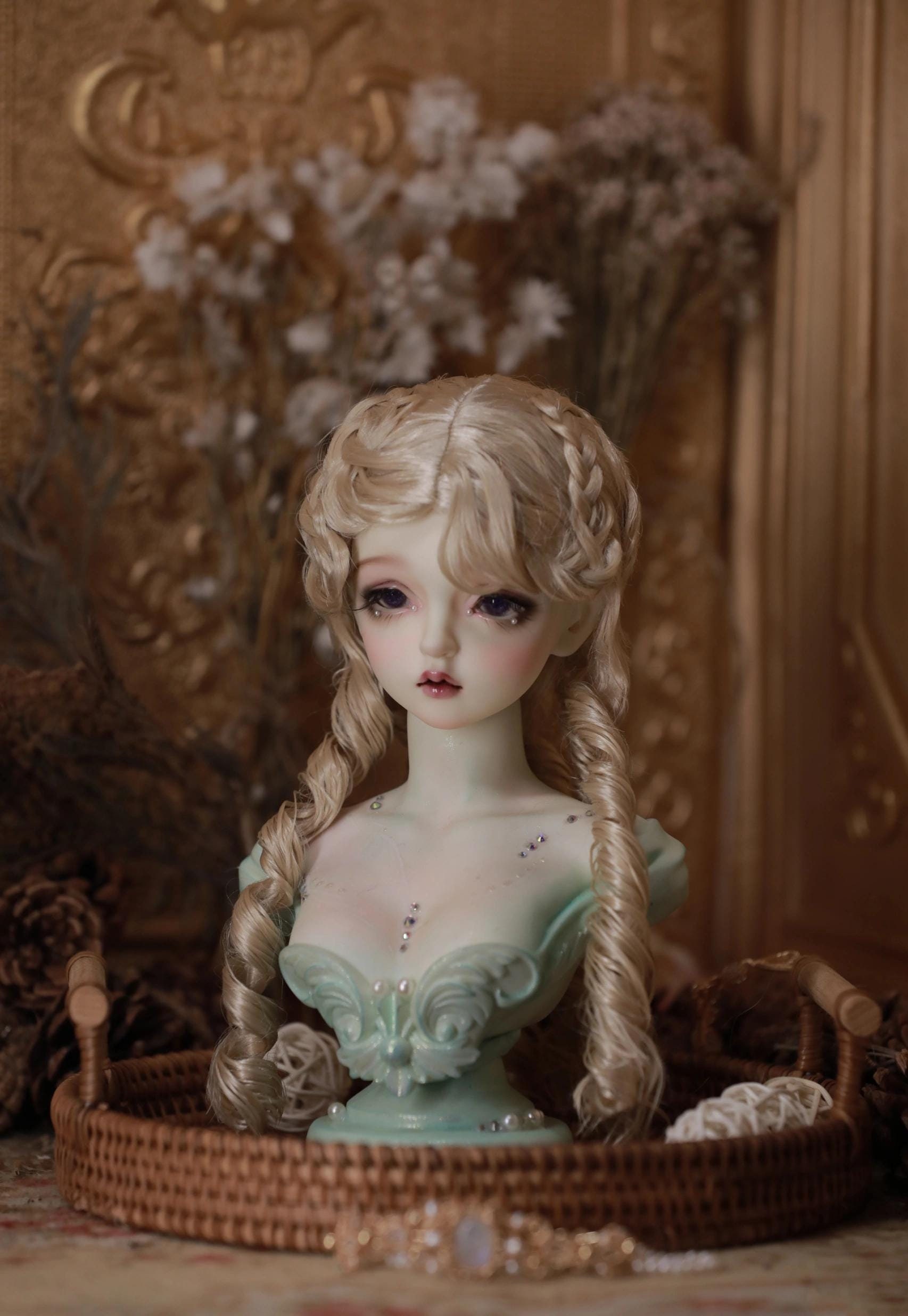 Poupée BJD Doux Long Blond 1/3 - Yeux Mobiles 3D - Remplaçable - Fabriquée Main