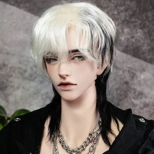 BJD 1/3 1/4 wigs preorder curly mohair black with white