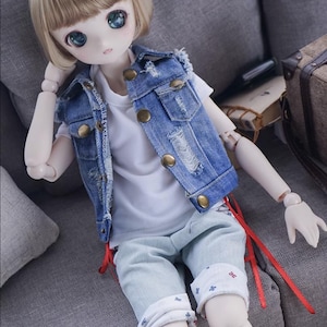 1/6 1/4 1/3 veste en jean personnalisée gilet vieilli BJD dd mdd blythe