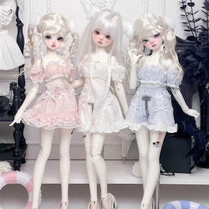 1/3 1/4 tube top+ skirt/ shorts outfit set clothes set bud sleeves BJD mdd