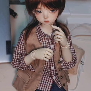 1/3 1/4 1/6 preorder clothes set checked shirt+ vest+ jeans 43cm unisex msd SD13 BJD smart doll