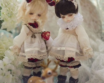 BJD 1/6 YOSD fawn dresses sets deer Christmas skirts+ headband