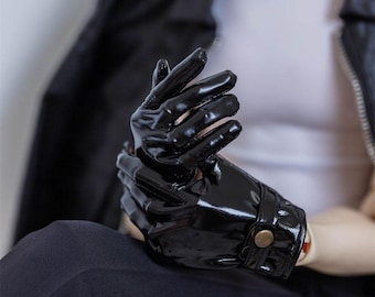 ID75 preorder patent PU leather motorcycle mitts fingerless biker gloves 75cm bjd